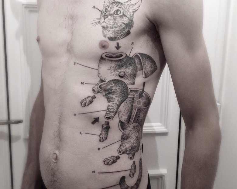 Удивительный мир в гравюрных татуировках Otto D’Ambra